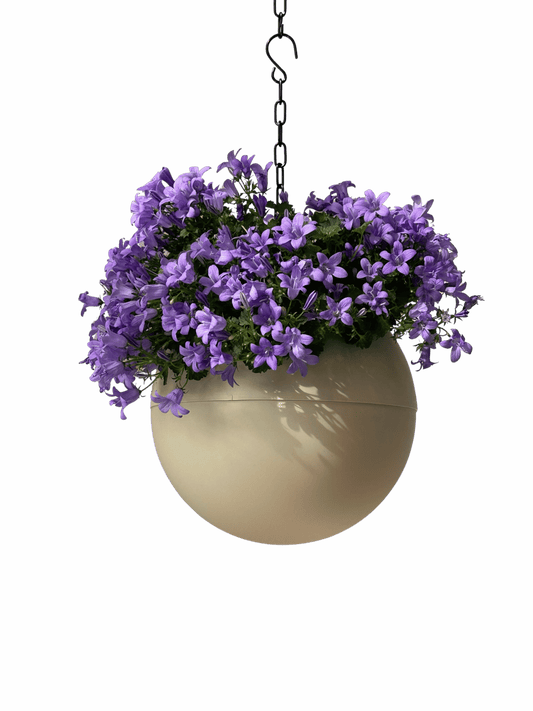 Gladde zandkleurige Globee Sand plantenpot met modern design voor interieurdecoratie