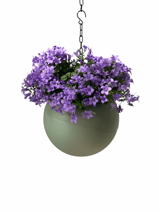 Gladde olijfgroene Globee Olive plantenpot met moderne urban jungle stijl
