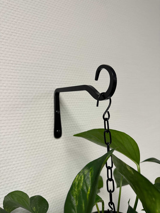 Zwarte metalen wandhaak 15cm met schroeven en pluggen voor hangplanten en decoratie