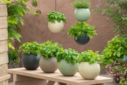 Globee Taupe matte antraciet plantenpot voor modern interieur