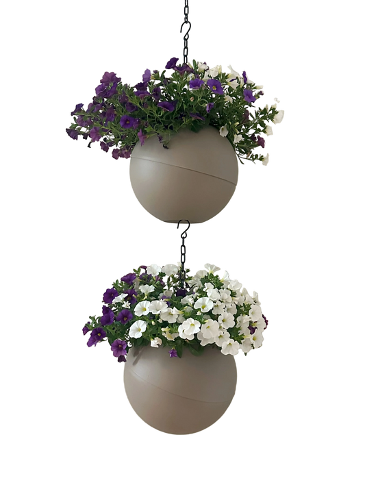 Matte antracietkleurige Globee Taupe plantenpot voor modern interieur