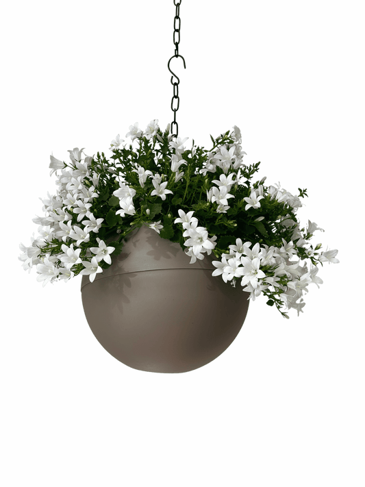 Stoere Globee Taupe plantenpot in matte antraciet voor modern interieur