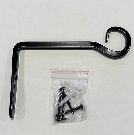 Wandhaak 15cm, zwart met schroeven en pluggen.