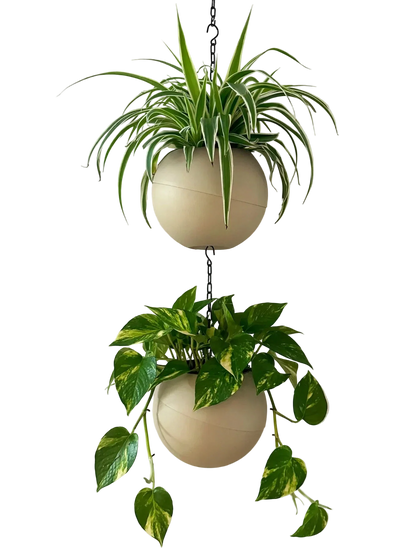 Moderne zandkleurige Globee Sand plantenpot met warme natuurlijke uitstraling