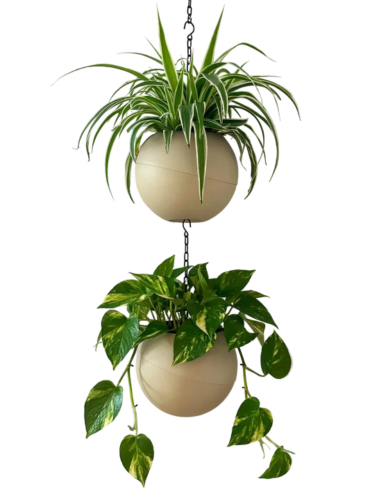 Moderne zandkleurige Globee Sand plantenpot met warme natuurlijke uitstraling