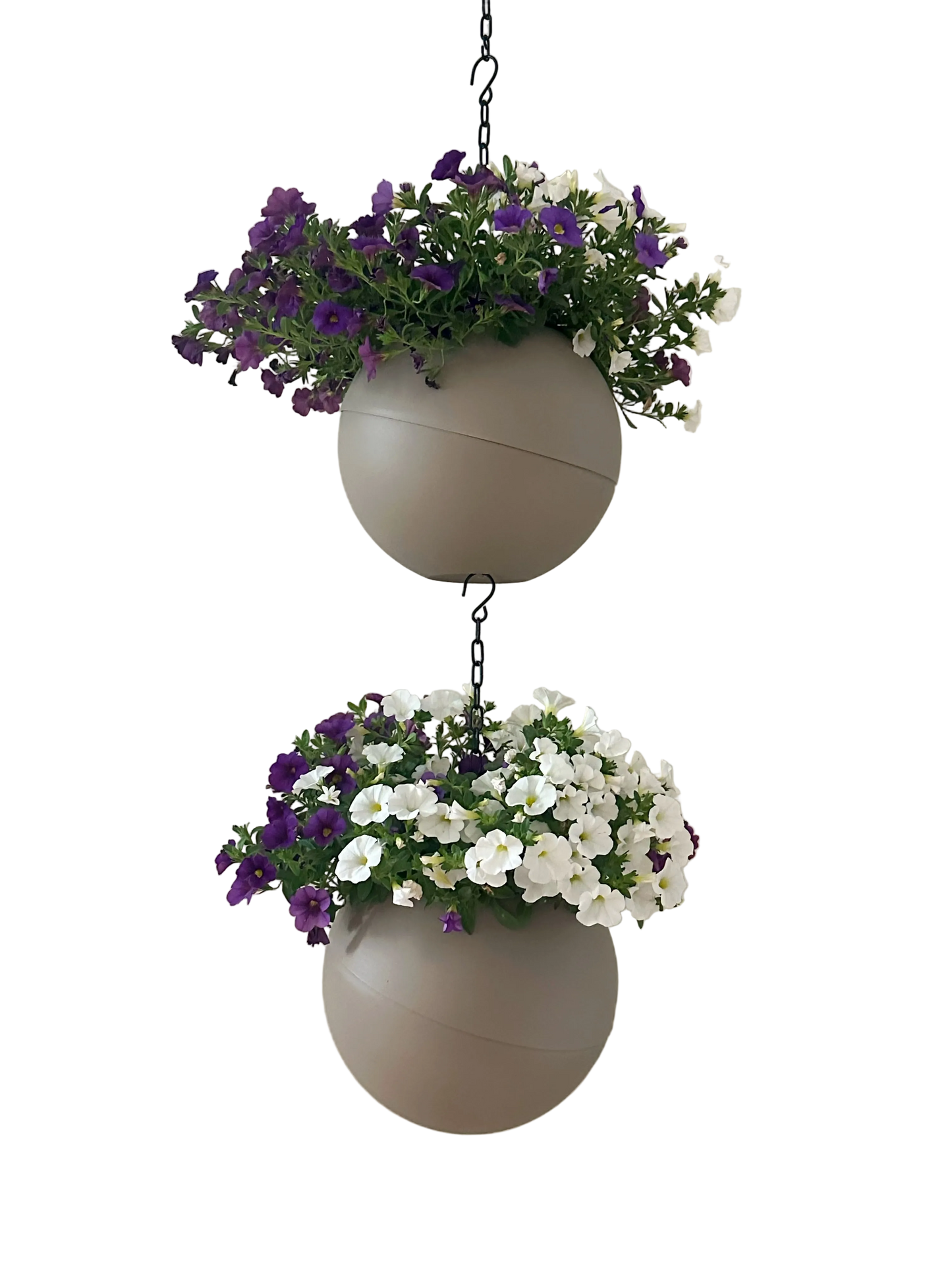 Matte antracietkleurige Globee Taupe plantenpot voor modern interieur