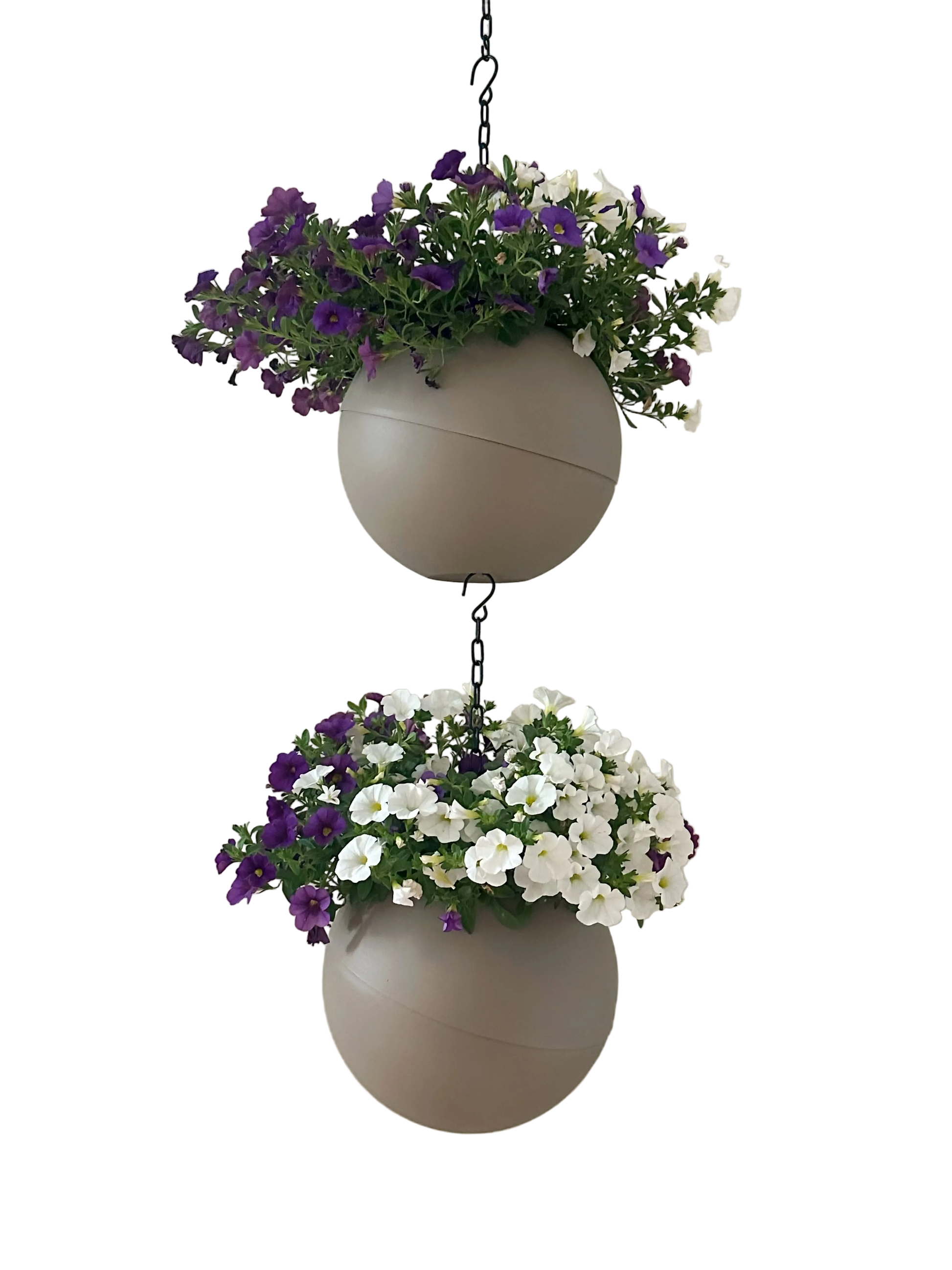 Matte antracietkleurige Globee Taupe plantenpot voor modern interieur
