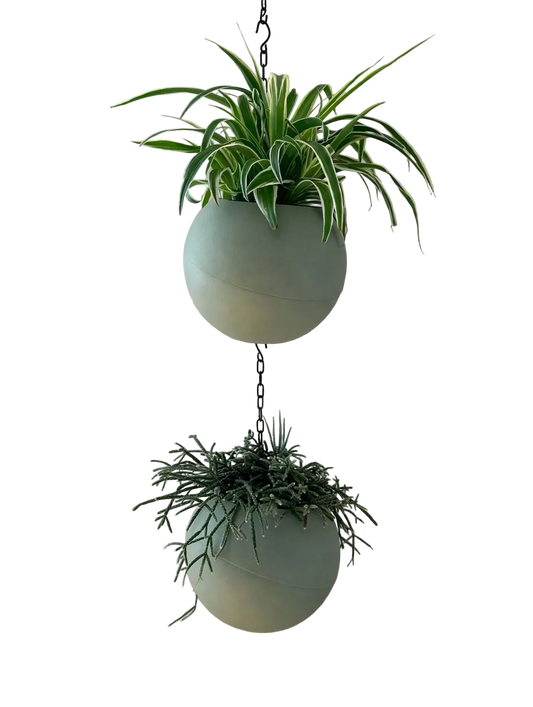 Gladde olijfgroene plantenpot Globee Olive voor interieurdecoratie